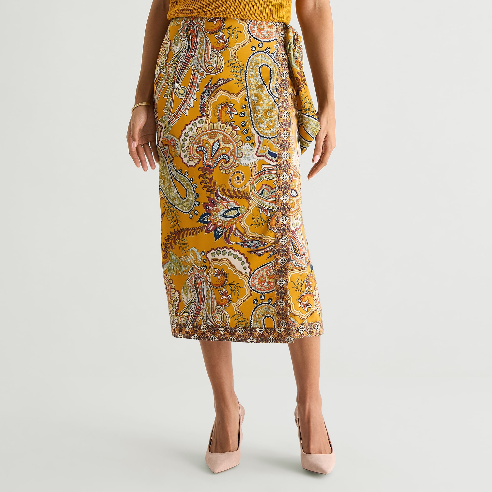Liz Claiborne Womens Mid Rise Midi Wrap Skirt