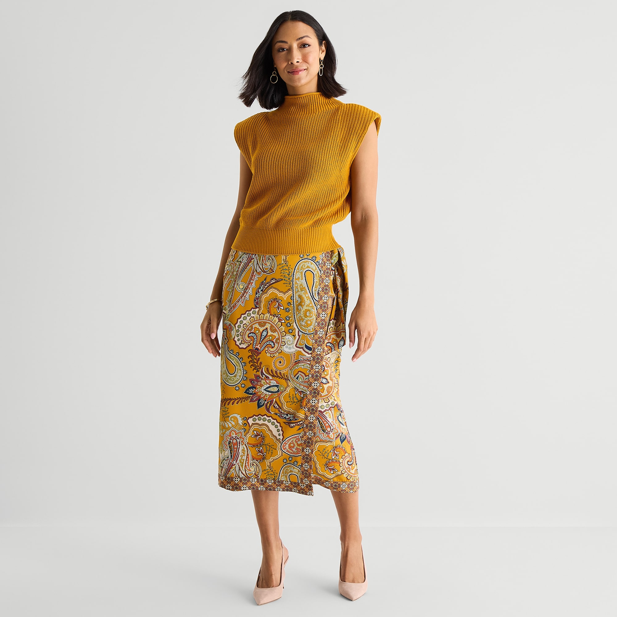 Liz Claiborne Womens Mid Rise Midi Wrap Skirt