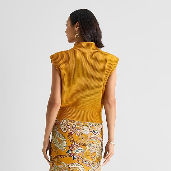 Liz Claiborne Womens Mock Neck Sleeveless Pullover Sweater