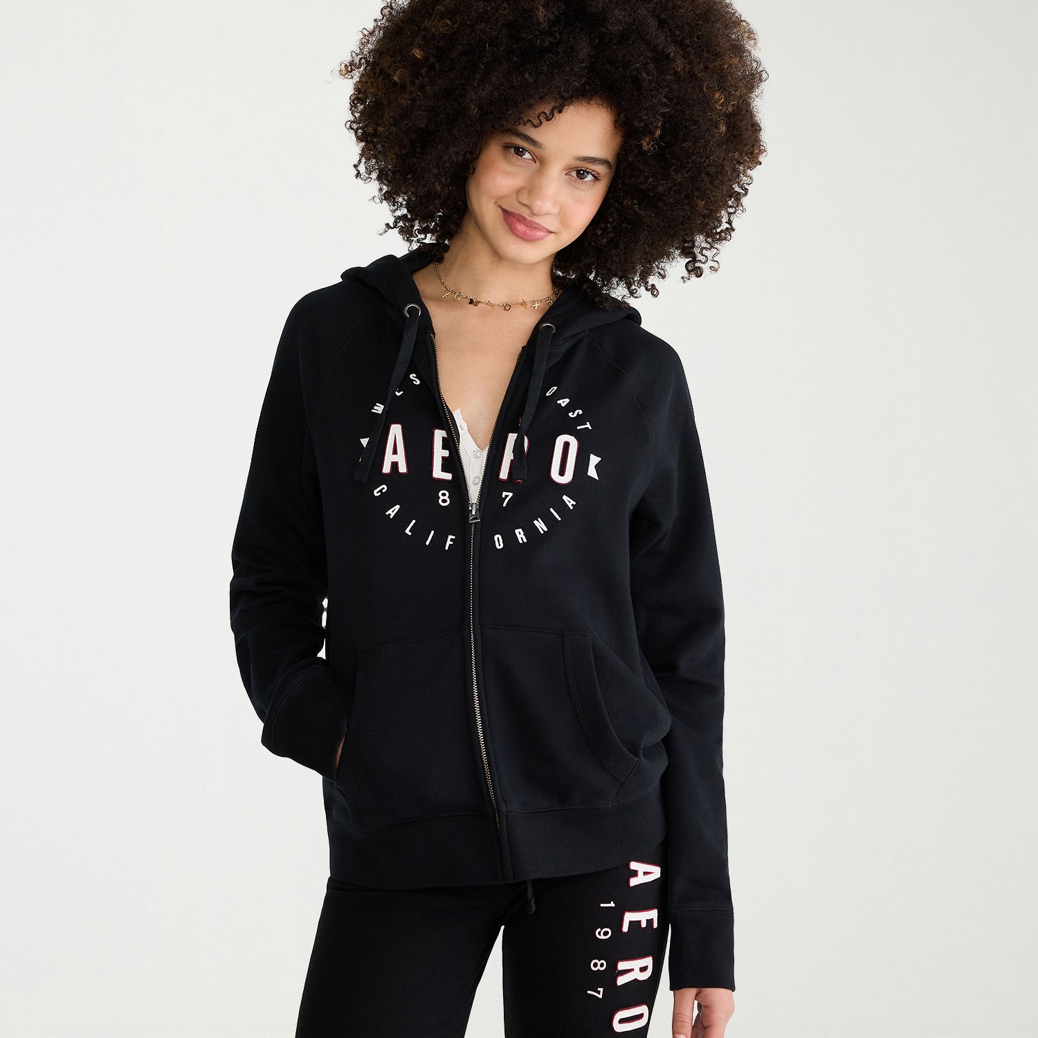 AEROPOSTALE Womens Juniors Long Sleeve Fleece Zipper Hoodie