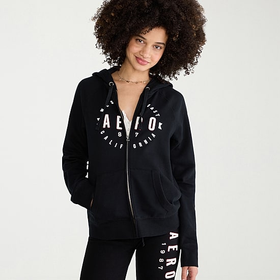 AEROPOSTALE Womens Juniors Long Sleeve Fleece Zipper Hoodie