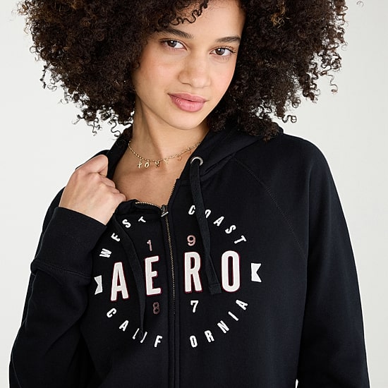 AEROPOSTALE Womens Juniors Long Sleeve Fleece Zipper Hoodie