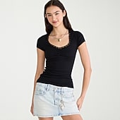 AEROPOSTALE Womens Juniors Sweetheart Neck Short Sleeve T-Shirt