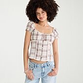 AEROPOSTALE Womens Juniors Square Neck Short Sleeve T-Shirt