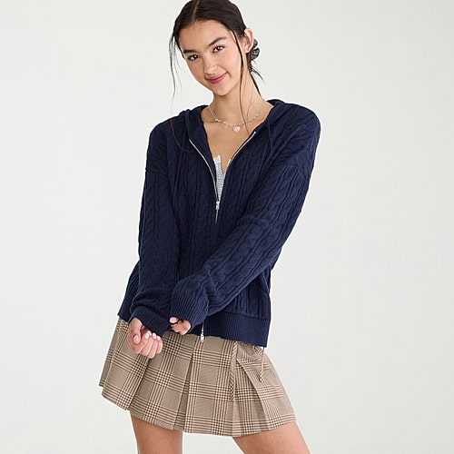 Aéropostale Womens Juniors Long Sleeve Fleece Zipper Hoodie In Blue