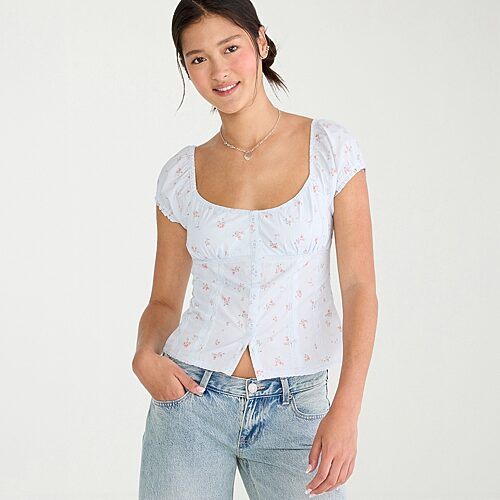 Aéropostale Womens Juniors Square Neck Short Sleeve T-shirt In Blue
