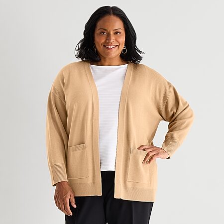 Liz Claiborne Womens Long Sleeve Open Front Plus Cardigan, Color