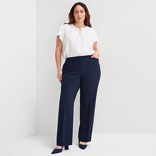 Liz Claiborne Audra Womens Straight Mid Rise Trouser, 18w, Blue