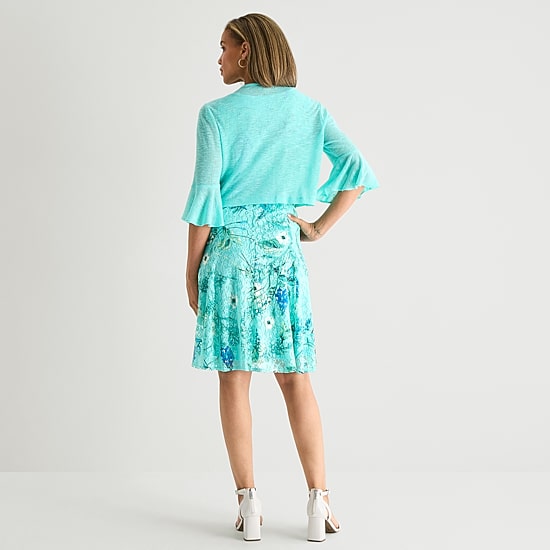 Perceptions Womens Lace Floral Jacket Dress