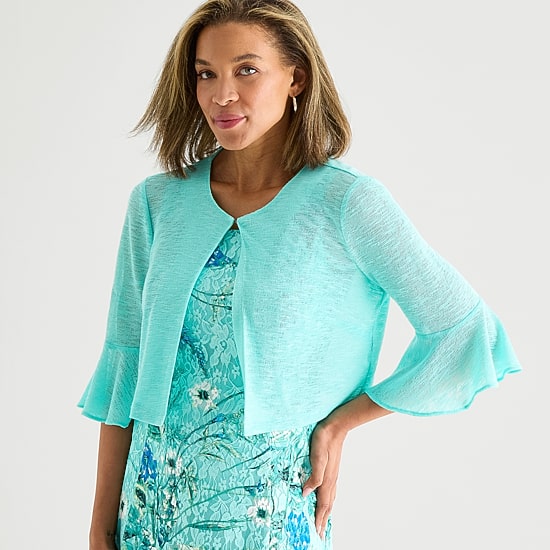 Perceptions Womens Lace Floral Jacket Dress