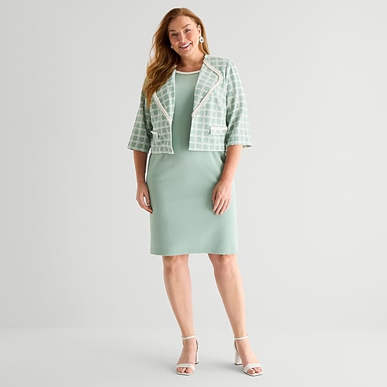 Maya Brooke Womens Plus Jacket Dress