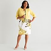Maya Brooke Womens Plus Floral Jacket Dress