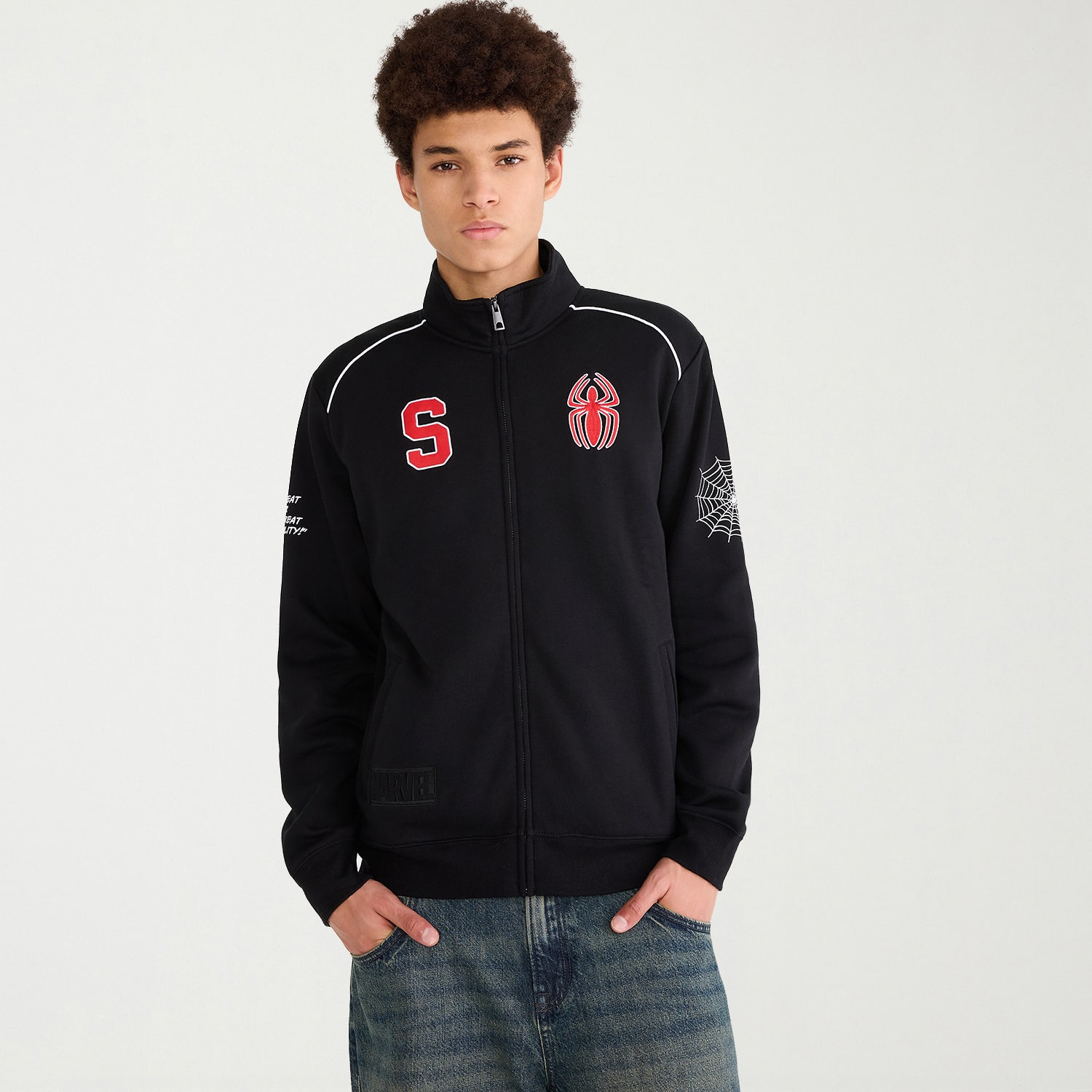 AEROPOSTALE Mens Spiderman Fleece Track Jacket