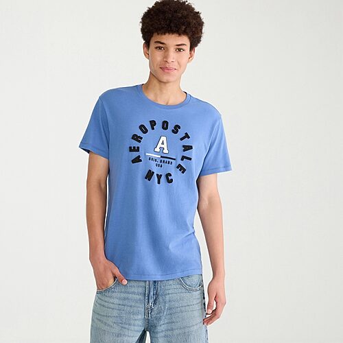Aéropostale Mens Crew Neck Short Sleeve Regular Fit Graphic T-shirt In Blue