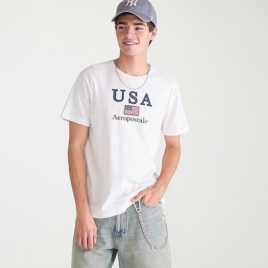 AEROPOSTALE Mens Crew Neck Short Sleeve Classic Fit Graphic T-Shirt