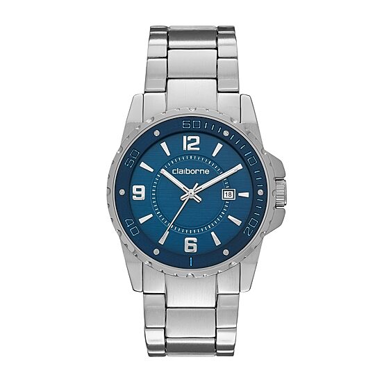 Claiborne® Mens Silver-Tone Watch