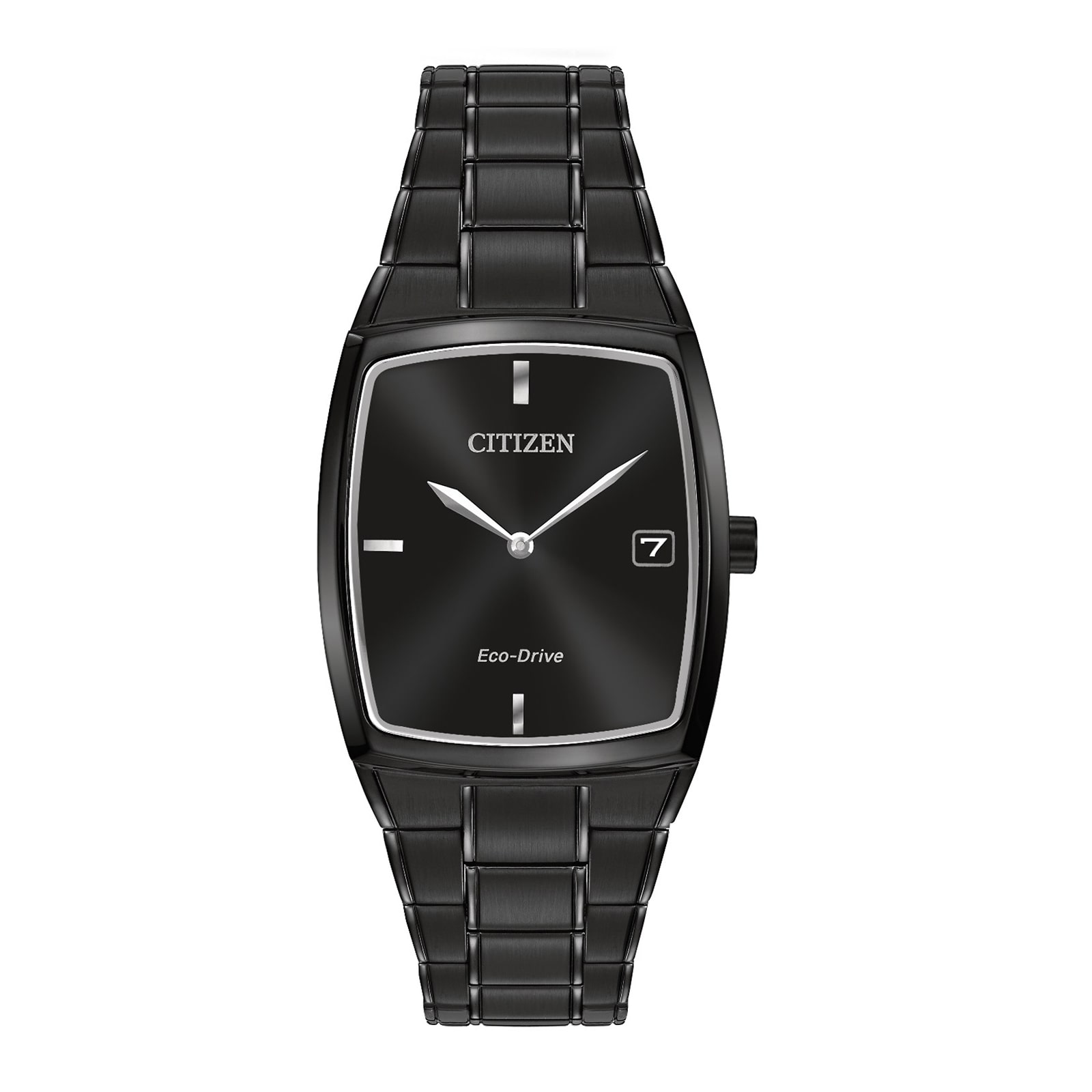 Citizen® Eco-Drive® Mens Rectangular Black Stainless Steel Watch AU1077-59H