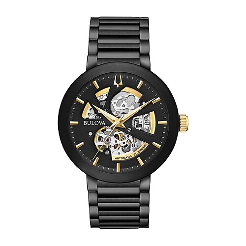 Bulova Modern Futuro Mens Automatic Black Stainless Steel Bracelet Watch 98a203 One Size