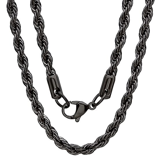 Steeltime Mens 18K Gold Over Stainless Steel Stainless Steel Hypoallergenic 24 Inch Rope Chain Necklace