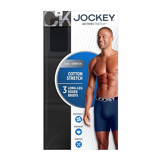Jockey Active Stretch Mens 3 Pack Long Leg Boxer Briefs 8798