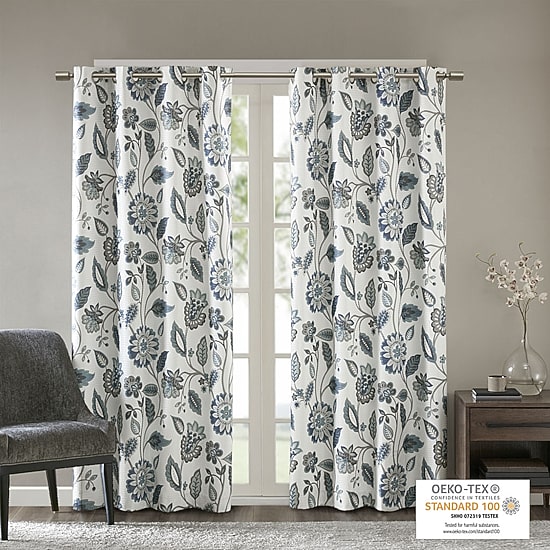 Madison Park Laurel Floral Grommet Top Energy Saving Light-Filtering Single Curtain Panel