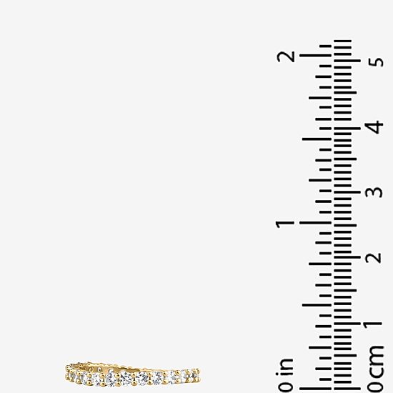 Silver Treasures Delicates Wavy Womens Cubic Zirconia 14K Gold Over Brass Eternity Band