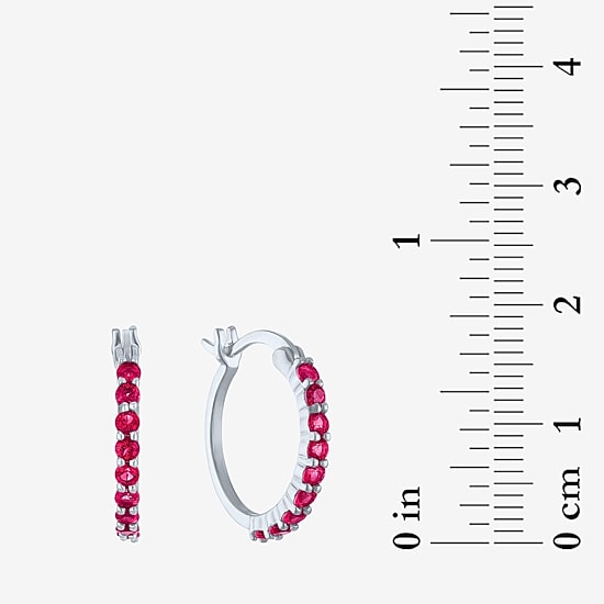 Lab Created Gemstone Sterling Silver 16mm Circle Hoop Earrings