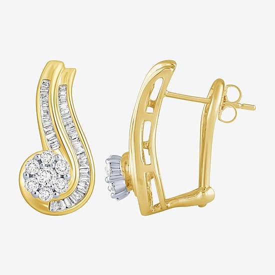 3/4 CT.T.W. Natural Diamond 10K Gold Swirl Earrings