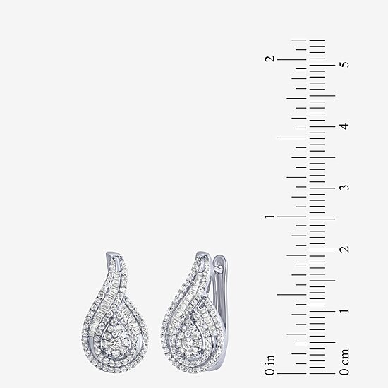 Diamond Blossom Womens 1 CT. T.W. Natural White Diamond 10K Gold Pear Drop Earrings