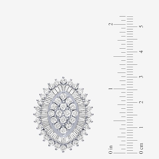 (G / I1) Womens 4 CT. T.W. Lab Grown White Diamond 10K Gold Cluster Cocktail Ring