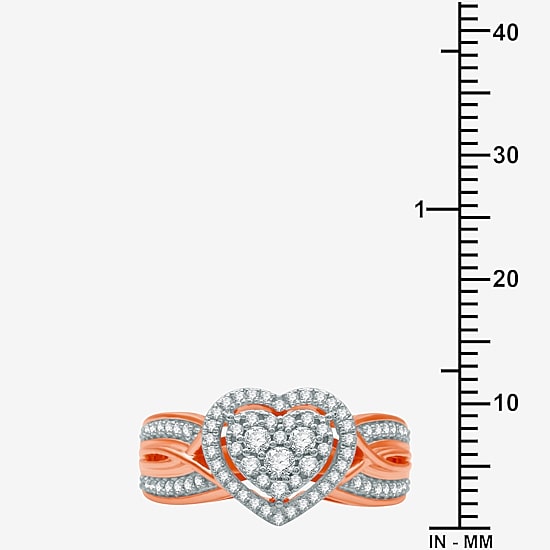 I Said Yes (H-I / I1) Womens 1/2 CT. T.W. Lab Grown White Diamond Sterling Silver Heart Side Stone Halo Engagement Ring