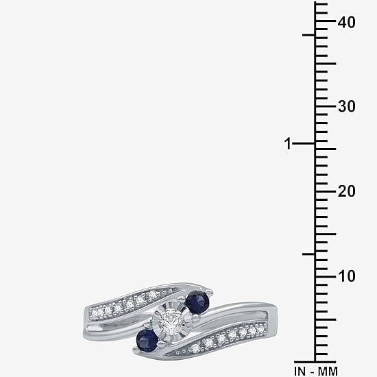 I Said Yes (H-I / I1) Womens 1/8 CT. T.W. Lab Grown White Diamond Sterling Silver or 14K Gold Over Silver Side Stone 3-Stone Engagement Ring