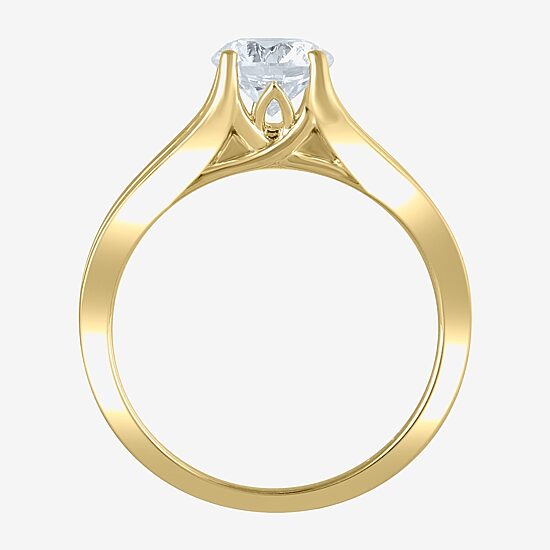 (G / Si2) Womens 2 CT. T.W. Lab Grown White Diamond 10K Gold Round Side Stone Bridal Set