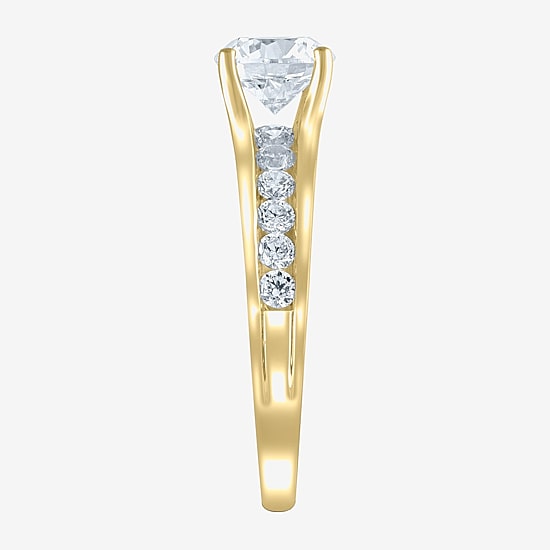 (G / Si2) Womens 2 CT. T.W. Lab Grown White Diamond 10K Gold Round Side Stone Bridal Set
