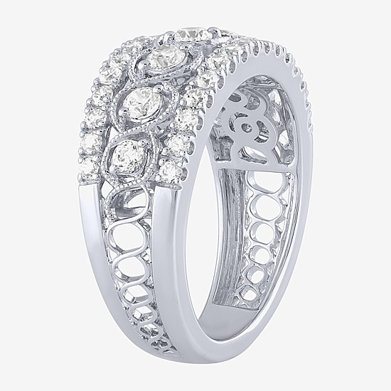 (G / Si2) Womens 9M 1 CT. T.W. Lab Grown White Diamond 10K Gold Anniversary Band