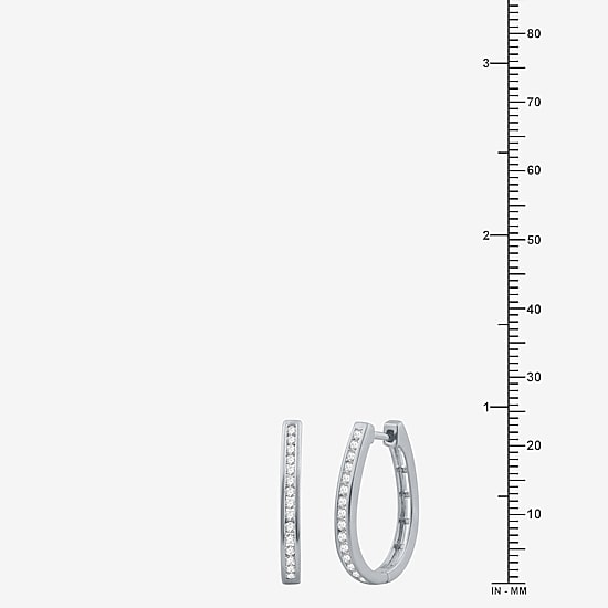 Womens 1/2 CT. T.W. Lab Grown White Diamond Sterling Silver 23.8mm Hoop Earrings
