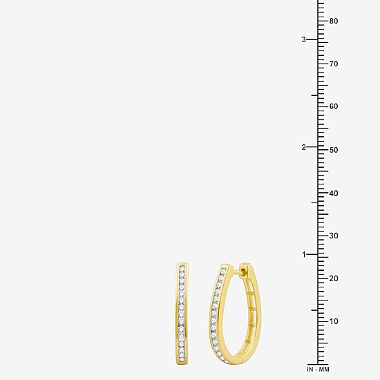 Womens 1/2 CT. T.W. Lab Grown White Diamond Sterling Silver 23.8mm Hoop Earrings