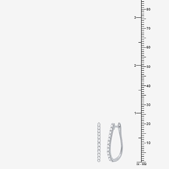 Womens 1/2 CT. T.W. Lab Grown White Diamond Sterling Silver 21mm Hoop Earrings