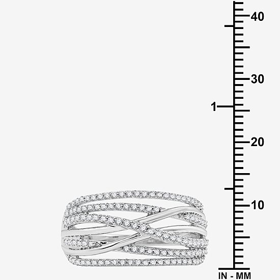 Womens 1/2 CT. T.W. Lab Grown White Diamond Sterling Silver Crossover Band