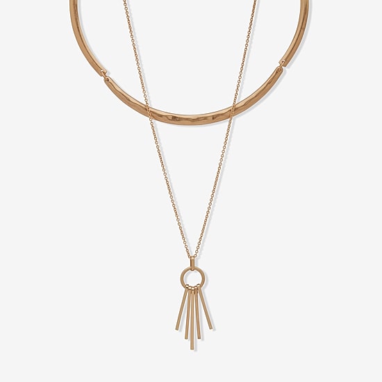 a.n.a Gold Tone Womens 16 Inch Strand Necklace