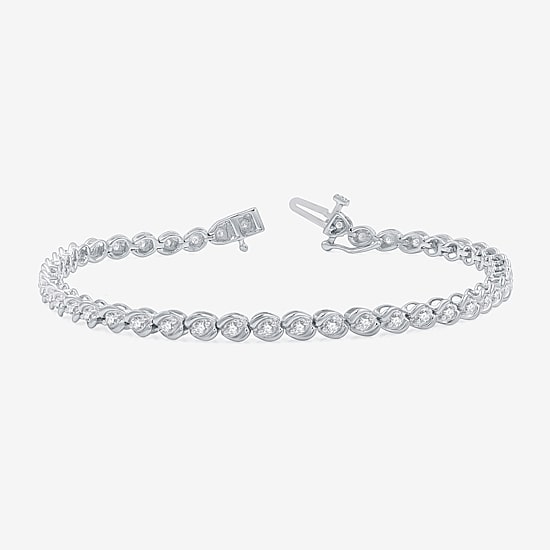 Womens 1 CT. T.W. Lab Grown White Diamond 10K Gold 7.5 Inch Tennis Bracelet