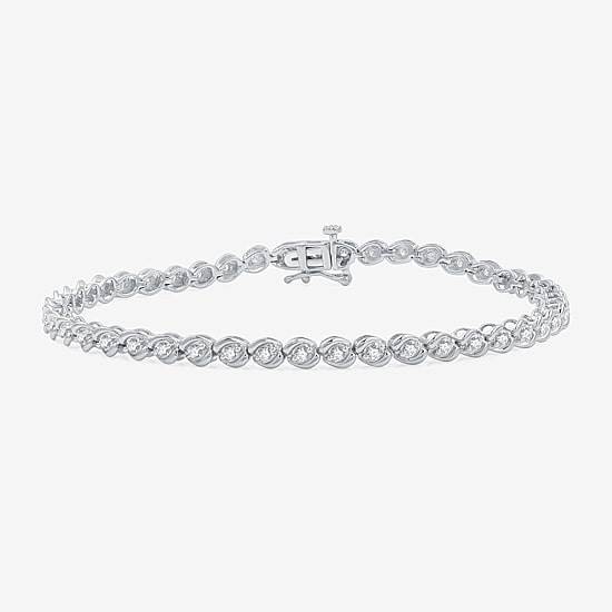 Womens 1 CT. T.W. Lab Grown White Diamond 10K Gold 7.5 Inch Tennis Bracelet