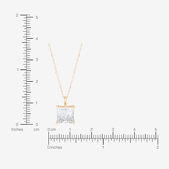 ( H-I/SI2 ) Womens 3 CT. T.W. Lab Grown White Diamond 14K Gold 18 Inch Princess Pendant Necklace