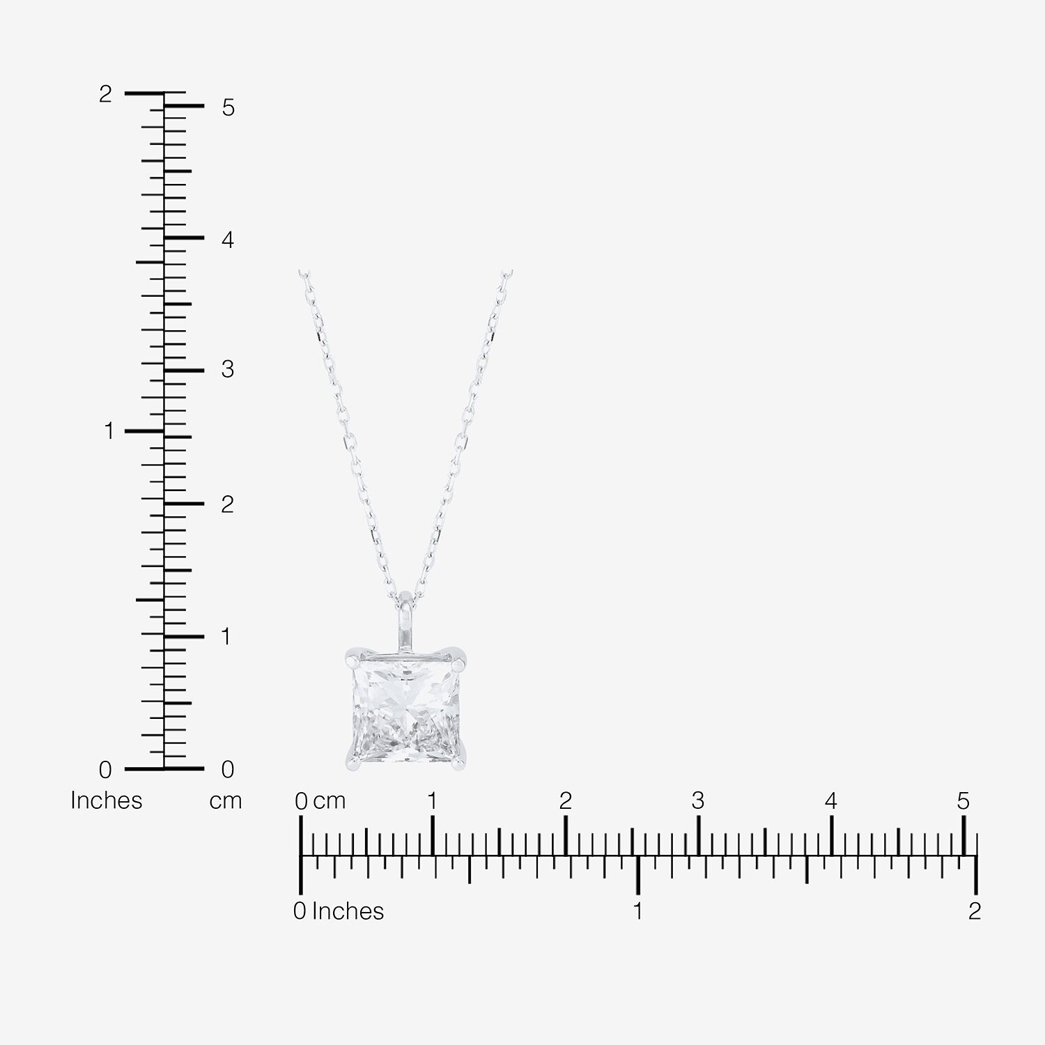 ( H-I/SI2 ) Womens 3 CT. T.W. Lab Grown White Diamond 14K Gold 18 Inch Princess Pendant Necklace