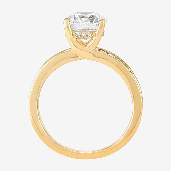 Womens 2 3/4 CT. T.W. Lab Grown White Diamond 10K Gold Round Side Stone Engagement Ring