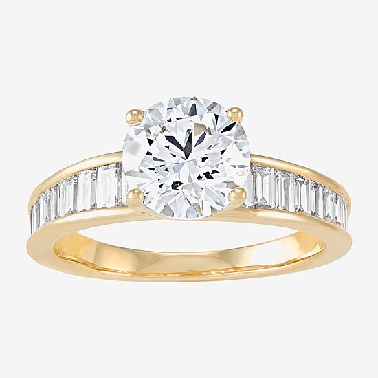 Womens 2 3/4 CT. T.W. Lab Grown White Diamond 10K Gold Round Side Stone Engagement Ring