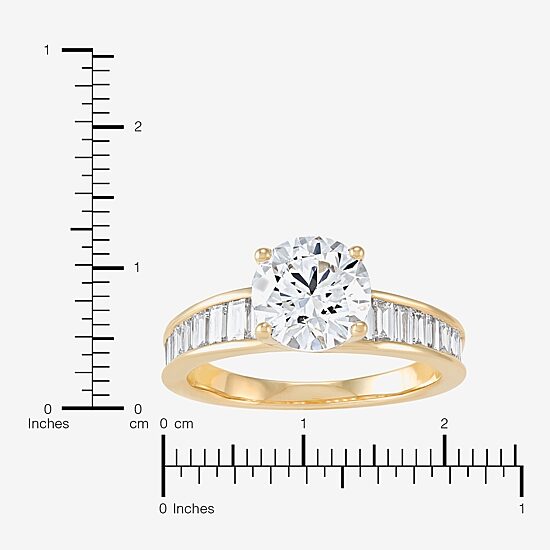 Womens 2 3/4 CT. T.W. Lab Grown White Diamond 10K Gold Round Side Stone Engagement Ring