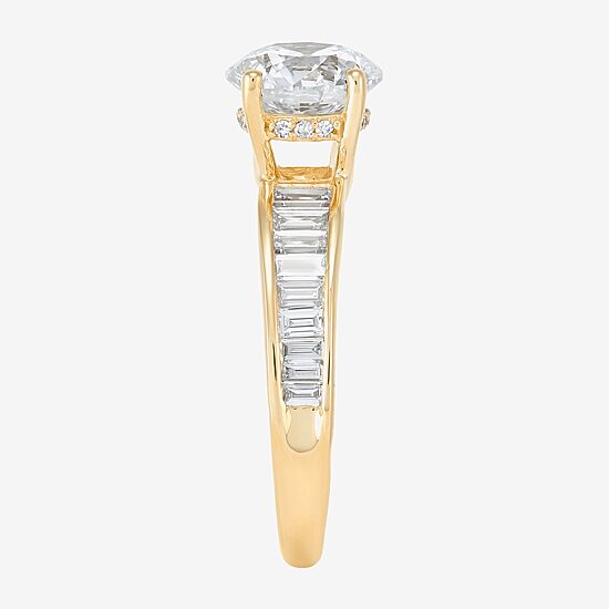 Womens 2 3/4 CT. T.W. Lab Grown White Diamond 10K Gold Round Side Stone Engagement Ring