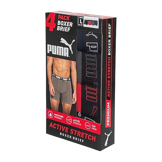 PUMA Active Stretch Mens 4 Pack Boxer Briefs Psp25m151381