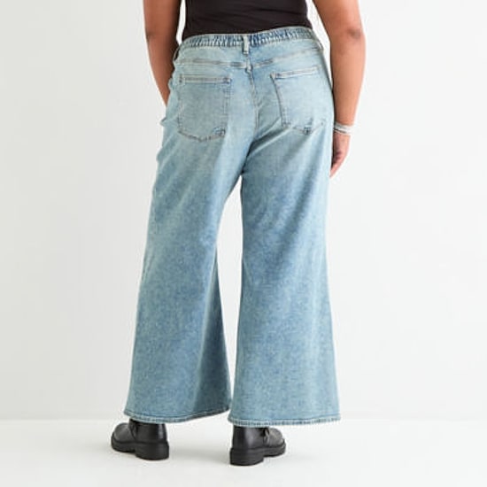 Arizona Curvy Womens Juniors Plus Low Rise Baggy Fit Jean